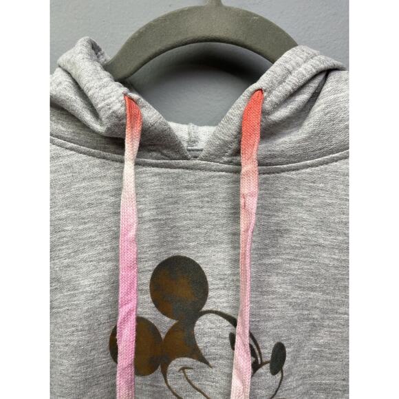 Disney Mickey Mouse Hoodie Women's Small S Grey Crop Pullover Sweater - Picture 6 of 6